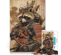 Samurai Raccoon Jigsaw Puzzles 1000 Pieces for Adults Memory Gain Anxiety Relief Design Assembly Artistic Gift (38x26cm)