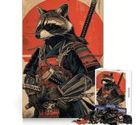 Samurai Raccoon Jigsaw Puzzles 1000 Pieces for Teenagers Logic Train Toy Leisure Fun Smooth Cut (38x26cm)