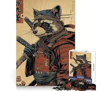 Samurai Raccoon Jigsaw Puzzles for Teenagers 1000 Piece Mind Challenge Toy Relaxing Fun Precise Cut Festive Gift (50x75cm)