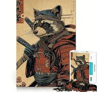 Samurai Raccoon Jigsaw Puzzles for Teenagers 1000 Piece Mind Challenge Toy Relaxing Fun Precise Cut Festive Gift (50x75cm)