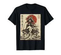 Samurai Raccoon Riding Sharks Wave Japanese Warrior Shark Value Graphic T-Shirt