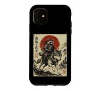 Samurai Raccoon Riding Wolf Japanese Warrior Anime Case for iPhone 11