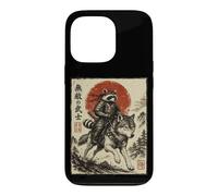 Samurai Raccoon Riding Wolf Japanese Warrior Anime Case for iPhone 13 Pro