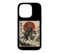 Samurai Raccoon Riding Wolf Japanese Warrior Anime Case for iPhone 14 Pro