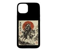 Samurai Raccoon Riding Wolf Japanese Warrior Anime Case for iPhone 15 Plus