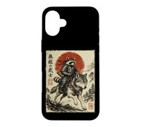 Samurai Raccoon Riding Wolf Japanese Warrior Anime Case for iPhone 16 Plus