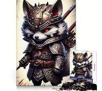 Samurai Raccoon Warrior 1000 Pieces Jigsaws Adults Puzzles Think Smart Toy Home Activity Smooth Cut Xmas Surprise (38x26cm)