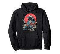 Samurai Raven Japanese Warrior Ukiyo-e Style Sunset Pullover Hoodie