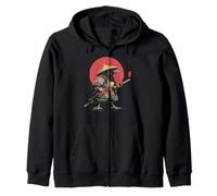 Samurai Raven Japanese Warrior Ukiyo-e Style Vintage Zip Hoodie
