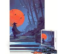 Samurai Red Moon 1000 Pieces Jigsaw Puzzles for Teenagers Strong Logic Toy Family Time Clear Edge Warm Surprise (50x75cm)