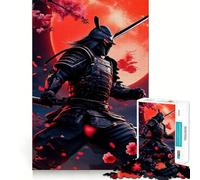 Samurai Red Moon Japanese 1000 Pieces Jigsaw Puzzles for Teenagers Mental Toy Stress Relief Premium Cut (38x52cm)