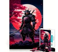Samurai Red Moon Japanese Hard Jigsaw Puzzle for Adults 1000 Pieces Intellect Toy Cozy Time Quality Cut (38x26cm)