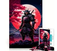 Samurai Red Moon Japanese Jigsaw Puzzles 1000 Pieces for Teenagers Logic Train Toy Leisure Fun Smooth Cut (38x52cm)
