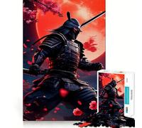 Samurai Red Moon Japanese Jigsaw Puzzles for Teenagers 1000 Piece Brain Workout Toy Mental Relax Art Assembly Unique Gift (50x75cm)