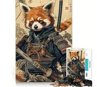 Samurai Red Panda Jigsaw Puzzles for Teenagers 1000 Piece Boost Memory Serene Time Premium Cut Birthday Gift (38x26cm)