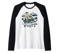 Samurai Riding Snowmobile Off-Road Japanese Raglan Baseball Tee