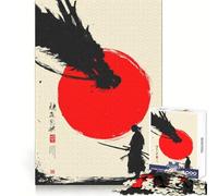 Samurai Rising Sun Art Jigsaw Puzzles for Adults 1000 Piece Strengthen Recall Casual Fun Quality Edge Stylish Gift (38x52cm)