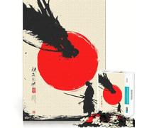 Samurai Rising Sun Art Jigsaw Puzzles for Adults1000 Piece Mind Game Toy Anxiety Relief Neat Cut Art Collectible (38x26cm)