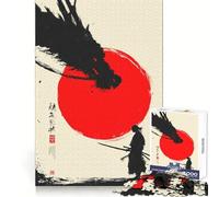 Samurai Rising Sun Art Jigsaw Puzzles for Adults1000 Piece Mind Game Toy Anxiety Relief Neat Cut Art Collectible (38x26cm)