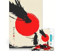 Samurai Rising Sun Art Jigsaw Puzzles for Adults1000 Pieces Mind Skill Toy Quiet Hobby Design Assembly (50x75cm)