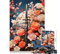 Samurai Roses Flowers 1000 Piece Jigsaw Puzzles for Teenagers Jigsaw Wise Think Toy Relax Time Clear Cut Festival Gift (38x52cm)