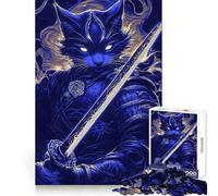 Samurai Russian Cat with Sword Animal 1000 Piece Jigsaws for Adults Puzzle Strengthen Recall Stress Relief Quality Edge Bday Surprise (38x26cm)