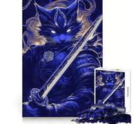Samurai Russian Cat with Sword Animal Jigsaw Puzzles 1000 Pieces for Teenagers Logic Train Toy Leisure Fun Smooth Cut (50x75cm)