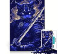 Samurai Russian Cat with Sword Animal Jigsaw Puzzles 1000 Pieces for Teenagers Logic Train Toy Leisure Fun Smooth Cut (50x75cm)