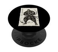 Samurai Sasquatch Japanese Vintage Warrior Graphic Big Foot PopSockets Adhesive PopGrip