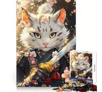 Samurai Savannah Cat with Sword Animal Hard Jigsaw Puzzle for Adults 1000 Pieces Recall Boost Quiet Calm Smooth Cut Classic Gift (38x52cm)