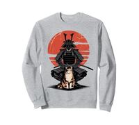 Samurai Shadow and Cat Red Sun Japanese Design Sweatshirt