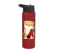 Samurai Shiba the Silent Blade Dog Meme Design Stainless Steel Insulated Water Bottle