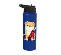 Samurai Shiba the Silent Blade Dog Meme Design Stainless Steel Insulated Water Bottle