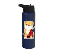Samurai Shiba the Silent Blade Dog Meme Design Stainless Steel Insulated Water Bottle