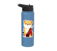 Samurai Shiba the Silent Blade Dog Meme Design Stainless Steel Insulated Water Bottle