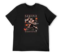 Samurai Shinobi Sekiro Shadows Die Twice Souls Game Black T-Shirt Printed Tee Graphic Top for Men Shirt XL