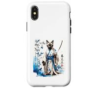 Samurai Siamese Cat Warrior. Japanese Ink Art Japan Design Case for iPhone X/XS