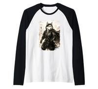 Samurai Siberian Husky Dog Ninja Warrior. Japan Design Raglan Baseball Tee
