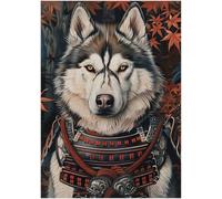 Samurai Siberian Husky Puzzles 1000 Pieces for Adults - Japanese Warrior Portrait Gift for Siberian Husky Owner - Funny Challenging Jigsaw Puzzle Perfect for Game Nights