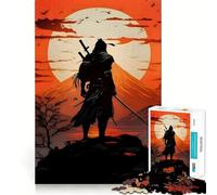 Samurai Silhouette Against Rising Sun 1000 Piece Jigsaw Puzzle for Adults Memory Gain Gentle Leisure Design Assembly Art Collection Piece (50x75cm)