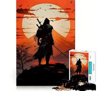 Samurai Silhouette Against Rising Sun 1000 Piece Jigsaws for Teenagers Puzzle Improve Recall Casual Relax Exact Edge Stylish Gift (38x52cm)