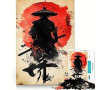 Samurai Silhouette Artwork 1000 Pieces Jigsaw Puzzles for Teenagers Logic Train Toy Quiet Fun Smooth Cut Lovely Gift (50x75cm)
