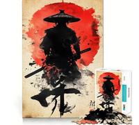 Samurai Silhouette Artwork Jigsaw Puzzles for Adults 1000 Piece Strengthen Recall Casual Fun Quality Edge Stylish Gift (38x52cm)