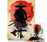 Samurai Silhouette Artwork Jigsaw Puzzles for Teenagers 1000 Piece Boost Memory Serene Time Premium Cut Birthday Gift (38x26cm)