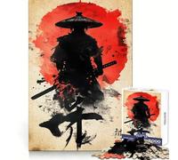 Samurai Silhouette Artwork Jigsaw Puzzles for Teenagers 1000 Piece Boost Memory Serene Time Premium Cut Birthday Gift (38x26cm)