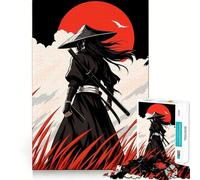 Samurai Silhouette Hard Jigsaw Puzzle for Adults 1000 Pieces Reason Skill Toy Family Time Tight Cut Art Collectible (38x26cm)