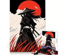 Samurai Silhouette Hard Jigsaw Puzzle for Adults 1000 Pieces Reason Skill Toy Family Time Tight Cut Art Collectible (38x26cm)