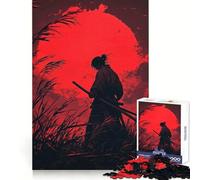 Samurai Silhouette Hard Jigsaw Puzzle for Adults 1000 Pieces Reason Skill Toy Family Time Tight Cut Art Collectible (38x52cm)