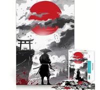 Samurai Silhouette Hard Jigsaw Puzzle for Adults 1000 Pieces Recall Boost Quiet Calm Smooth Cut Classic Gift (38x26cm)