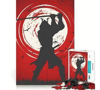 Samurai Silhouette Hard Jigsaw Puzzle for Adults 1000 Pieces Recall Boost Quiet Calm Smooth Cut Classic Gift (38x26cm)